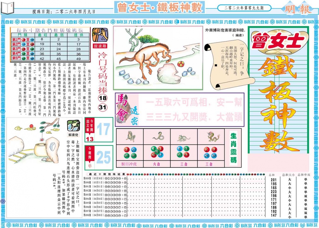 099期曾女士铁板神数A[图]